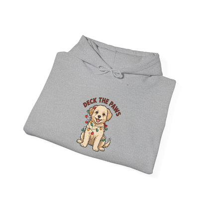 Deck the Paws Christmas Puppy Hoodie, Dog Christmas Hooded Sweatshirt