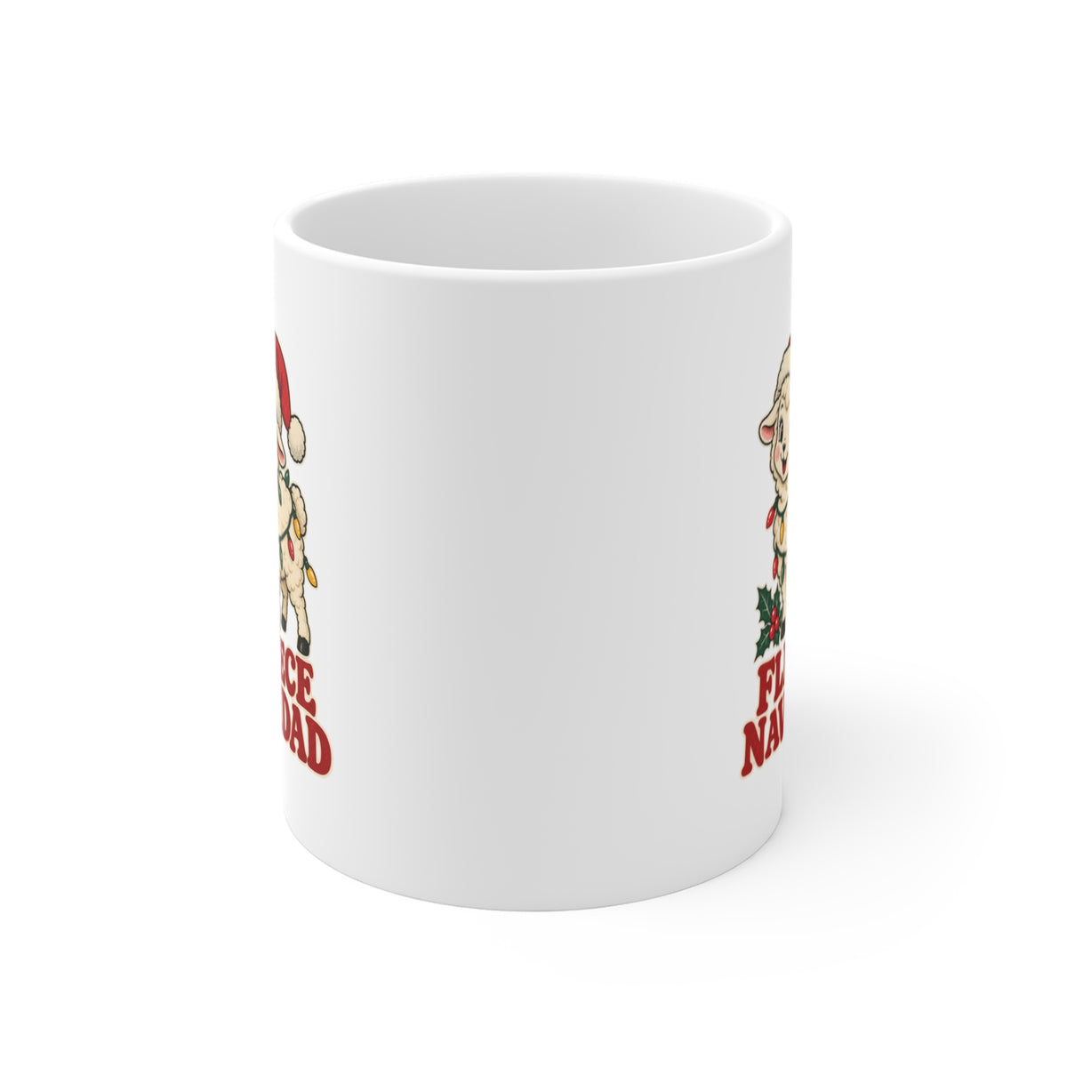 Fleece Navidad Christmas Sheep Mug, Sheep Christmas Coffee Mug 11oz