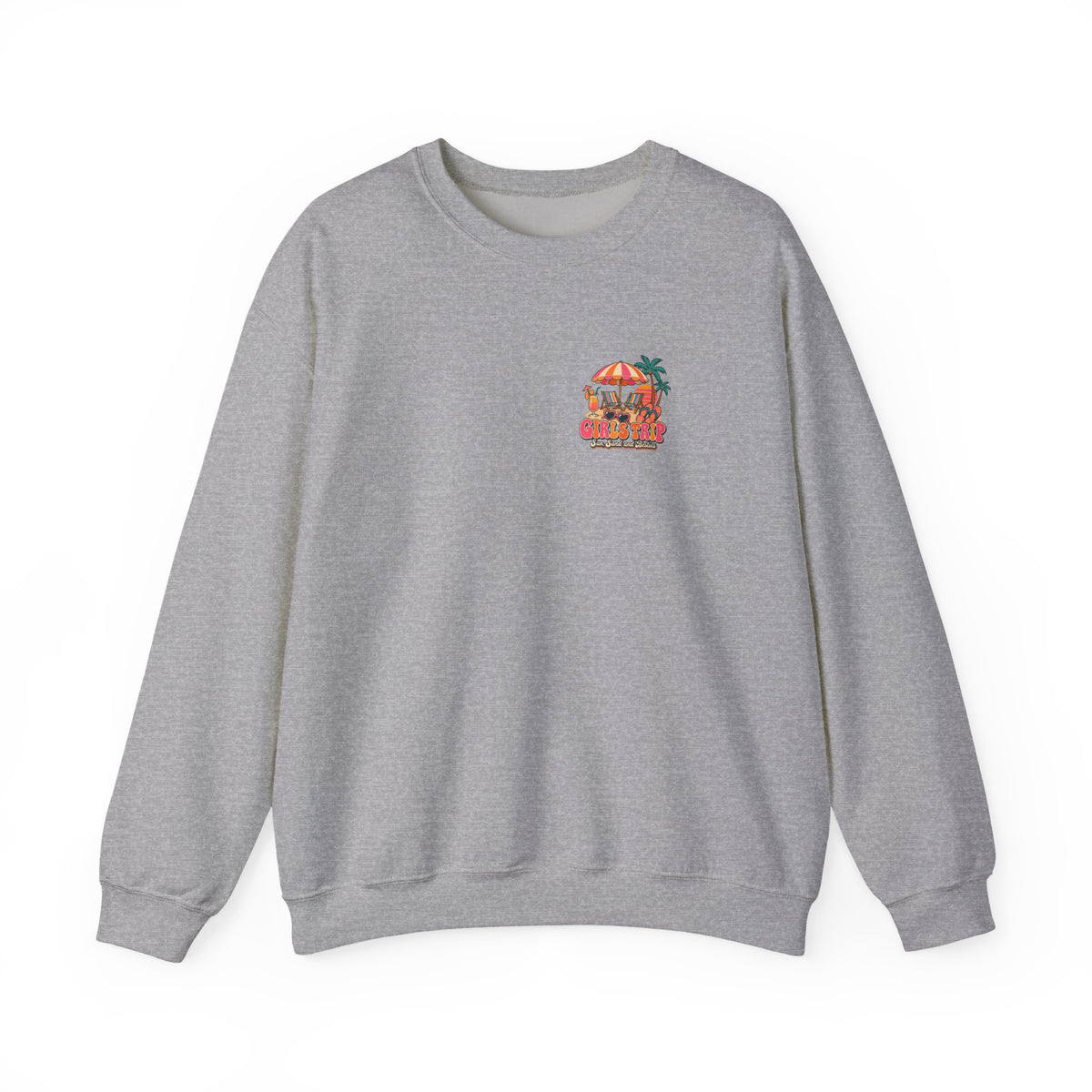 Girls Trip Sun Sand and Besties Sweatshirt, Front and Back Girls Trip Crewneck Sweatshirt