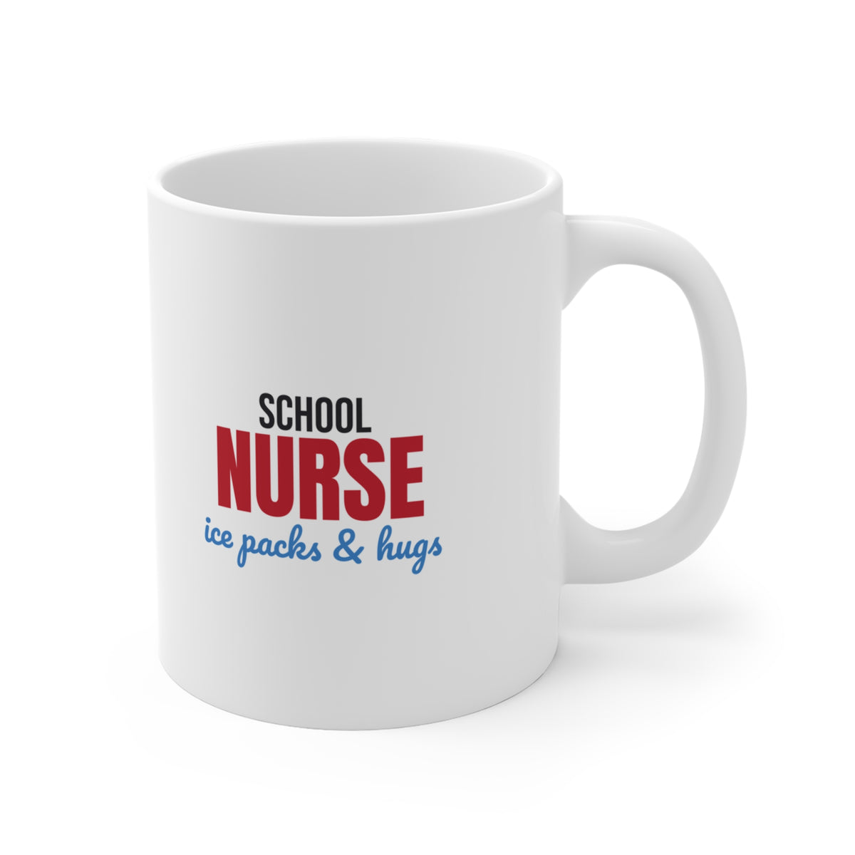 School Nurse Ice Packs and Hugs Mug, School Nurse Coffee Mug 11oz lifestyle