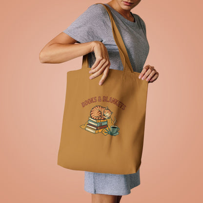 Books and Blankets Tote Bag, Book Lover Canvas Tote Bag
