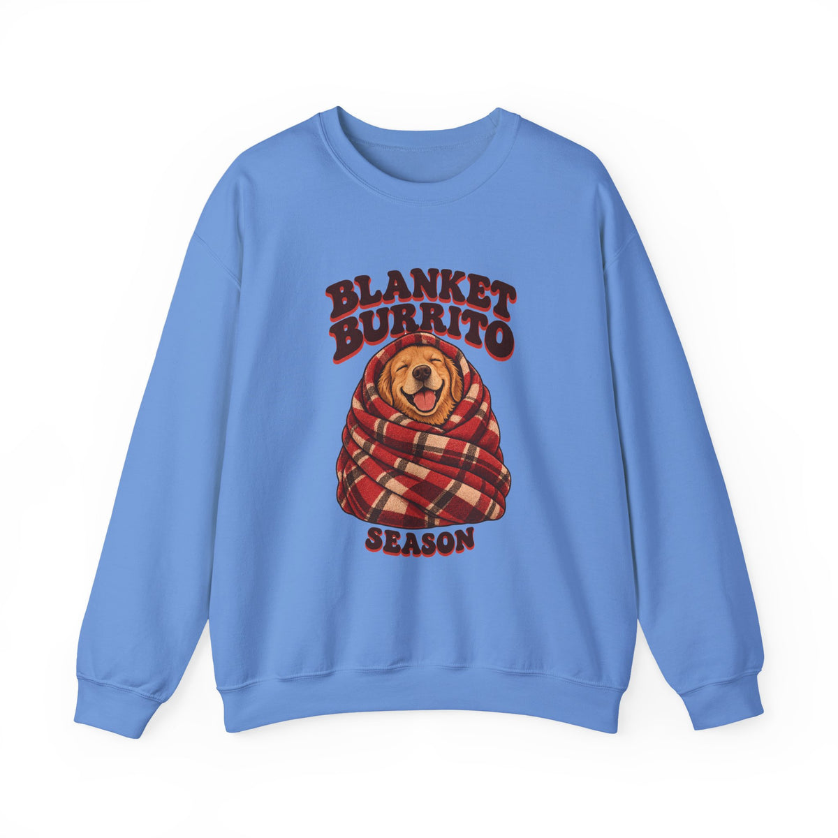 Blanket Burrito Season Golden Retriever Sweatshirt, Cozy Golden Retriever Crewneck Sweatshirt