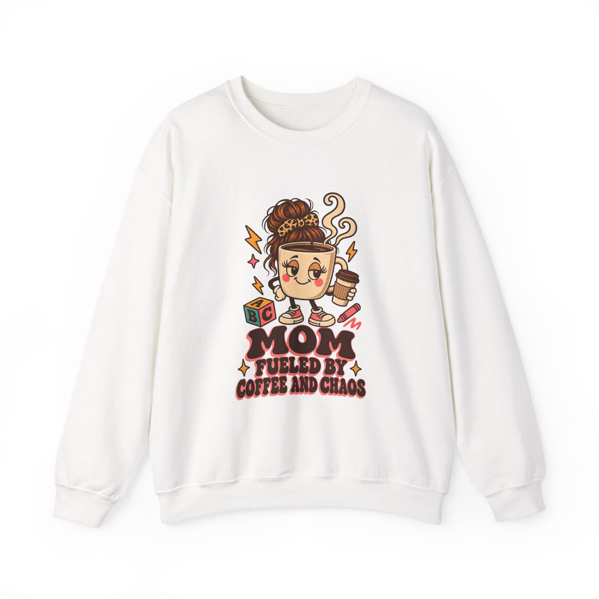 Mom Fueled by Coffee and Chaos Sweatshirt, Funny Mom Coffee Crewneck Sweatshirt