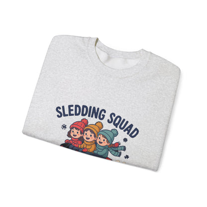 Sledding Squad Winter Kids Sweatshirt, Sledding Squad Crewneck Sweatshirt