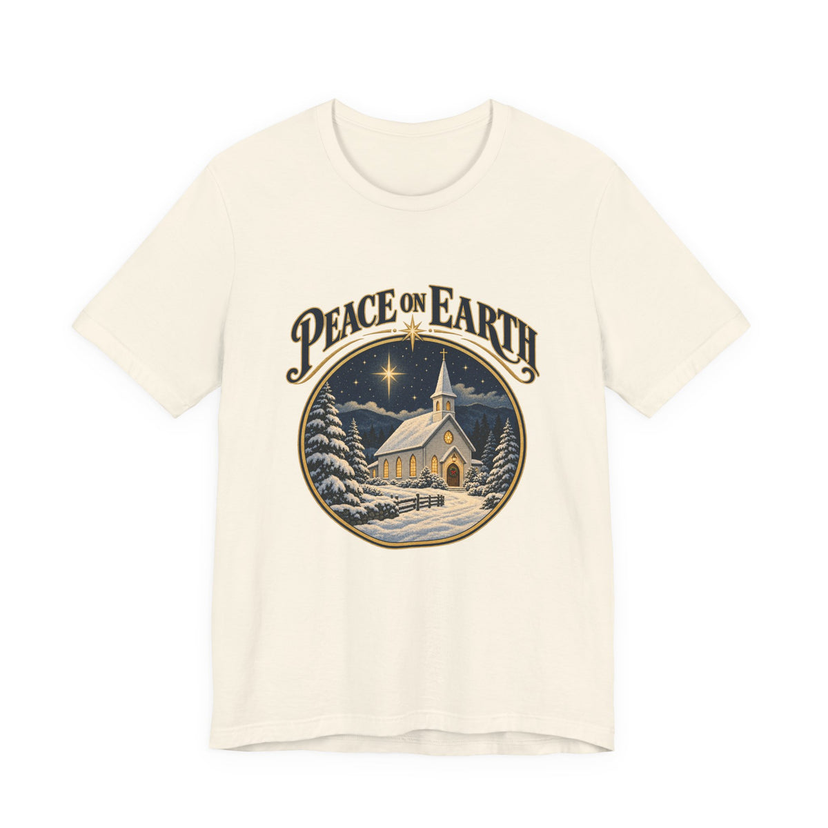 Peace on Earth Snowy Country Church Shirt, Peace on Earth Christmas T-Shirt, Peace on Earth Christmas Gift