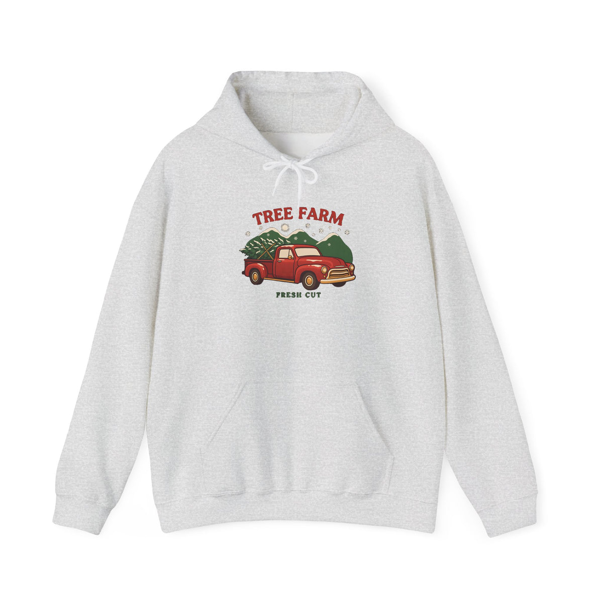 Christmas Tree Farm Hoodie, Vintage Red Truck Christmas Hooded Sweatshirt