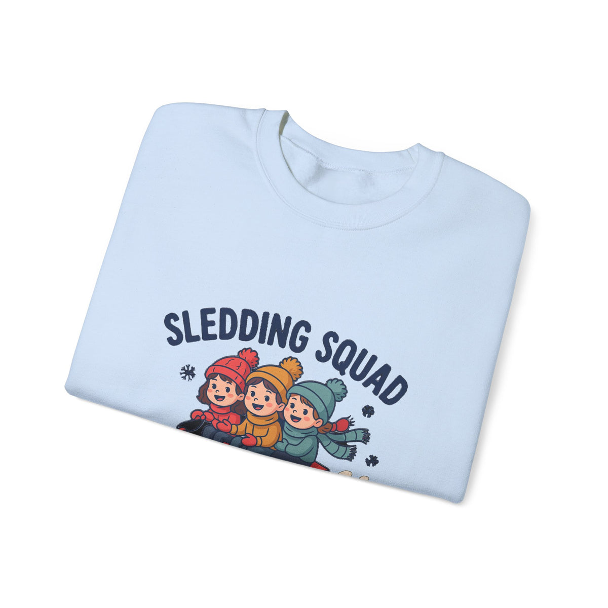 Sledding Squad Winter Kids Sweatshirt, Sledding Squad Crewneck Sweatshirt