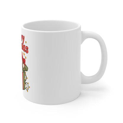 Meowy Christmas Mug, Cat Christmas Coffee Mug, Cat Lover Gift 11oz