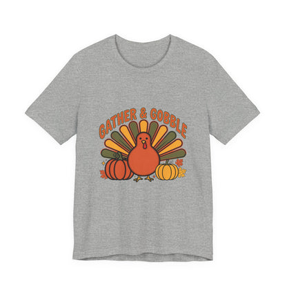 Gather and Gobble Retro Turkey Shirt, Gather and Gobble Thanksgiving Shirt, Retro Turkey Tee