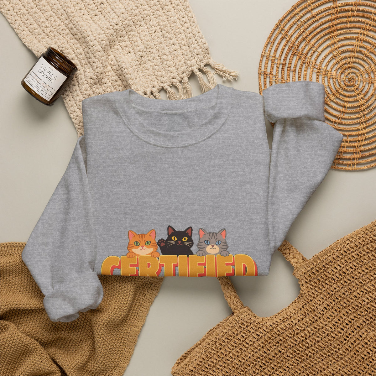 Certified Cat Lady Sweatshirt, Retro Cat Mom Crewneck, Cat Lover Gift