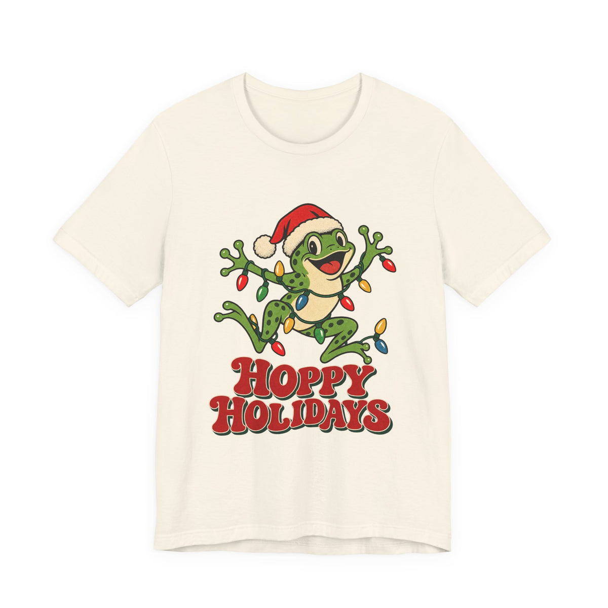 Hoppy Holidays Frog in Christmas Lights Shirt, Frog Christmas T-Shirt, Frog Christmas Gift