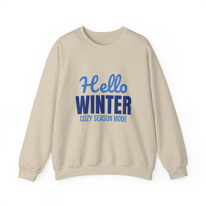 Hello Winter Cozy Season Mode Sweatshirt, Winter Crewneck, Cozy Season Sweatshirt
