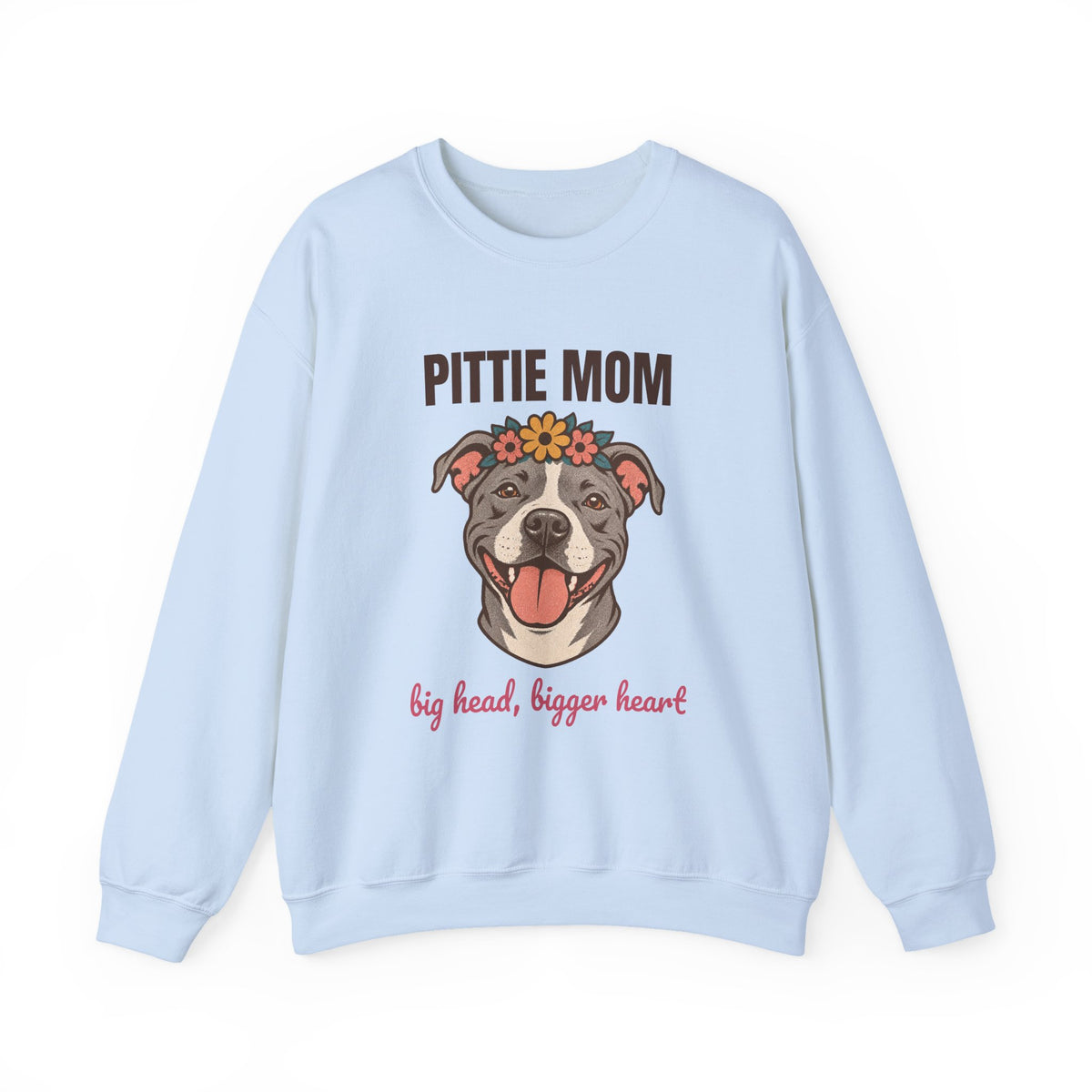 Pittie Mom Big Head Bigger Heart Sweatshirt, Vintage Pittie Mom Crewneck