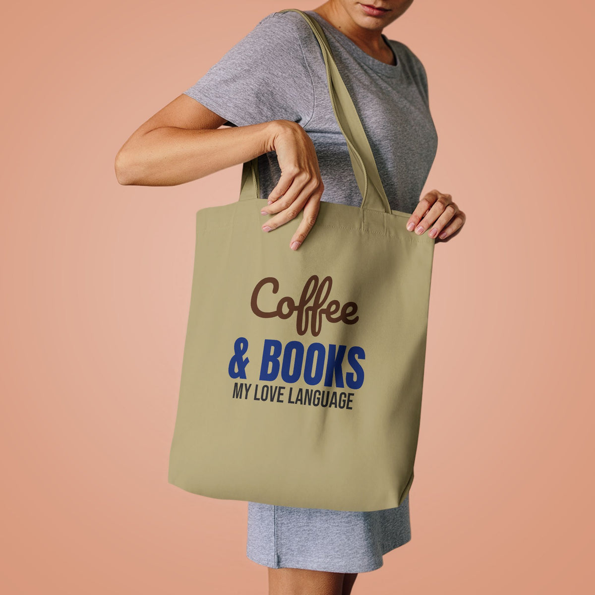 Coffee and Books My Love Language Tote Bag, Book Lover Canvas Tote Bag