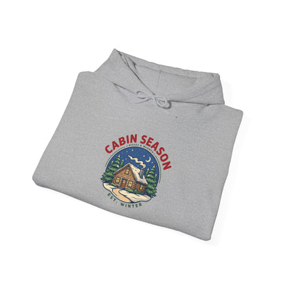 Cabin Season Hoodie, Winter Cabin Hooded Sweatshirt