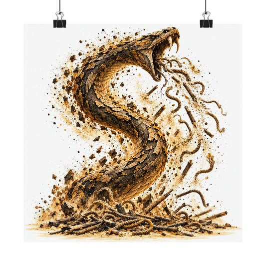 The Staff and the Serpent Art Print Poster, Symbolic Fine Art Wall Art, By Xudeyda