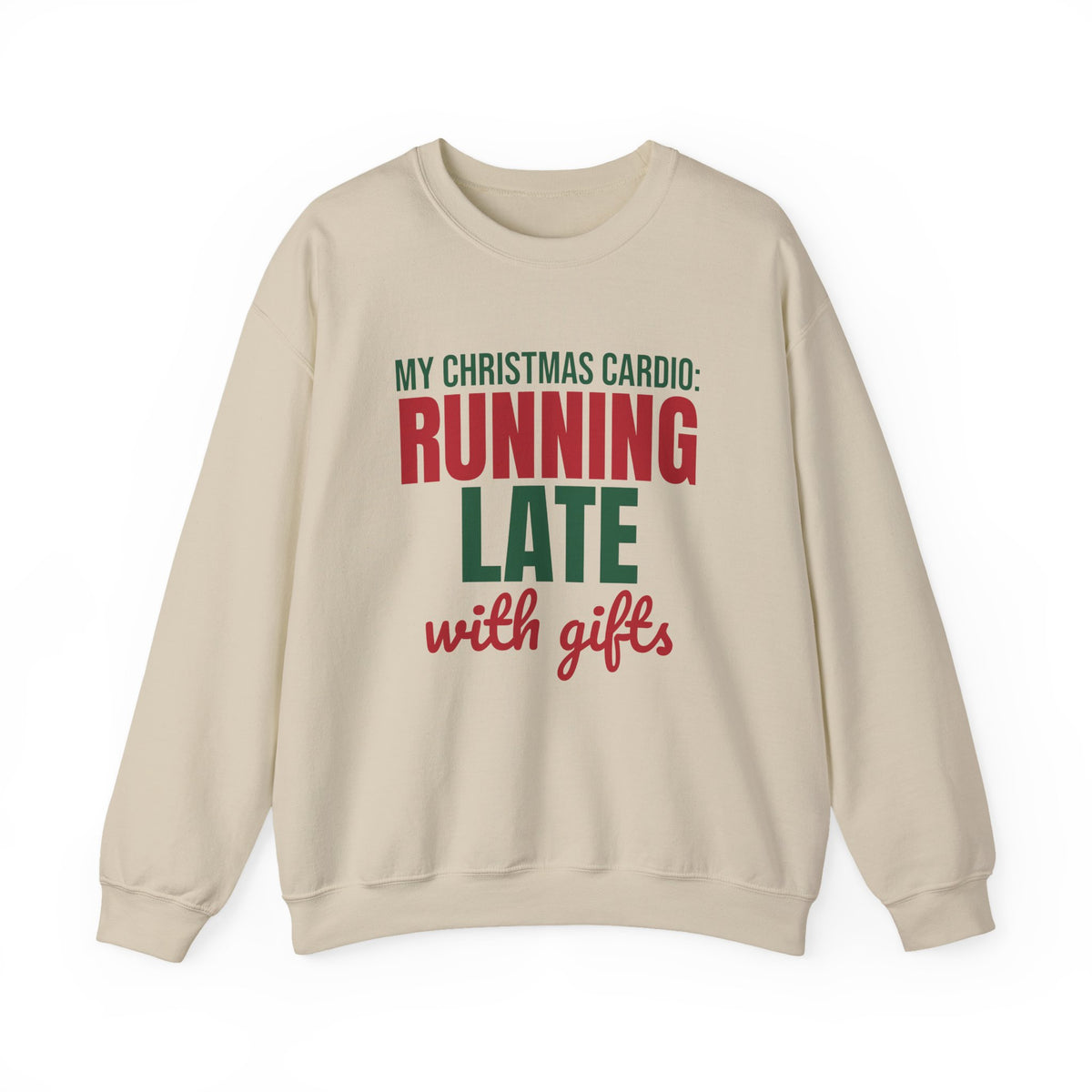 My Christmas Cardio Running Late With Gifts Sweatshirt, Funny Christmas Crewneck Sweatshirt