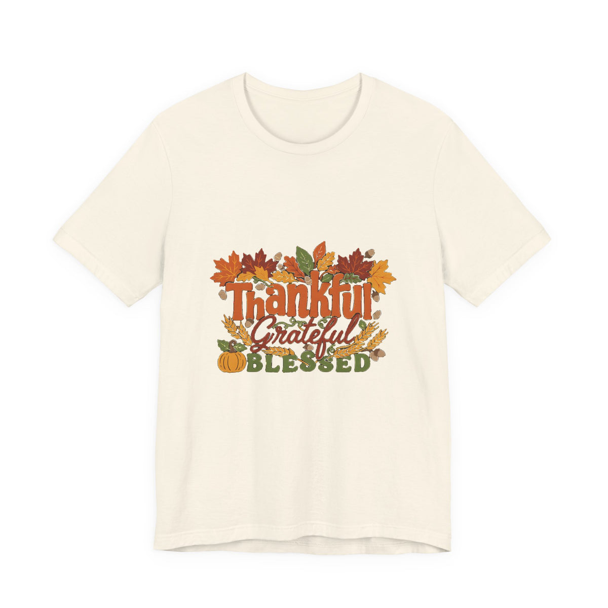 Thankful Grateful Blessed Shirt, Fall Thanksgiving T-Shirt, Autumn Leaves Tee