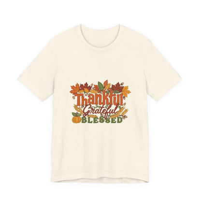 Thankful Grateful Blessed Shirt, Fall Thanksgiving T-Shirt, Autumn Leaves Tee