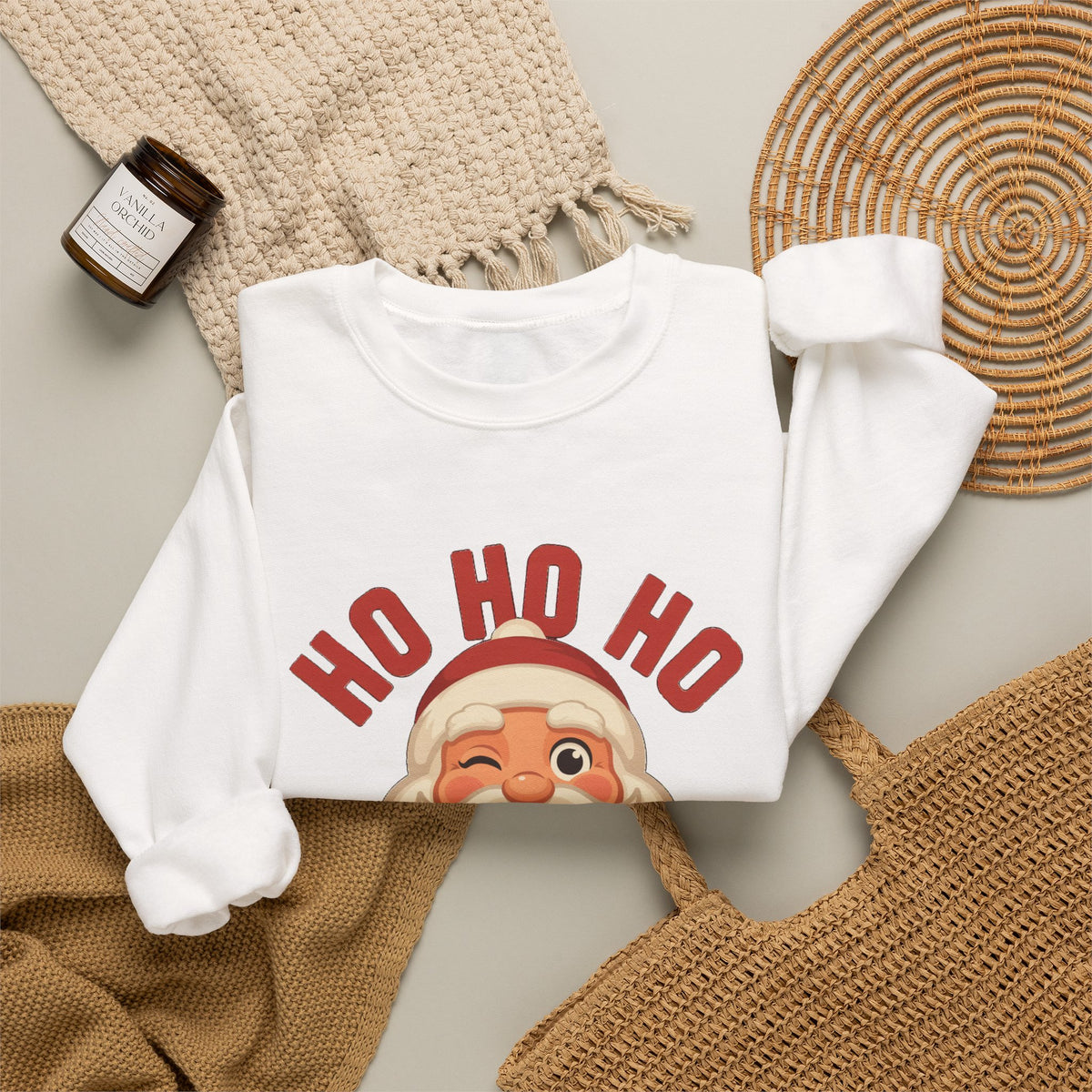 Ho Ho Ho Vintage Santa Sweatshirt, Retro Santa Christmas Crewneck, Classic Holiday Sweater
