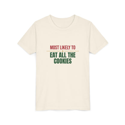 Most Likely To Eat All The Cookies Kids Shirt, Matching Family Christmas Youth T-Shirt