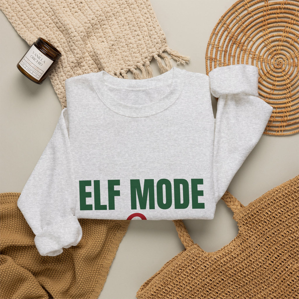 Elf Mode On Sweatshirt, Funny Elf Christmas Crewneck