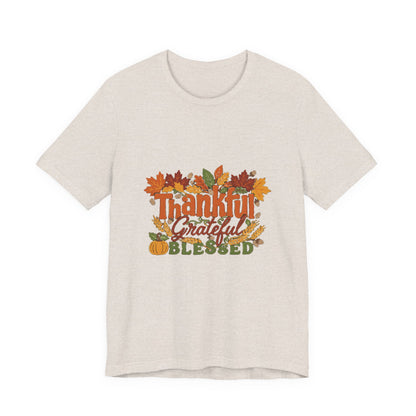 Thankful Grateful Blessed Shirt, Fall Thanksgiving T-Shirt, Autumn Leaves Tee