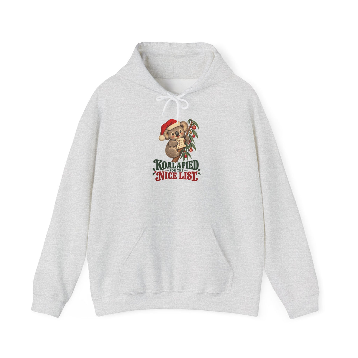 Koalafied for the Nice List Christmas Koala Hoodie, Koala Christmas Hoodie