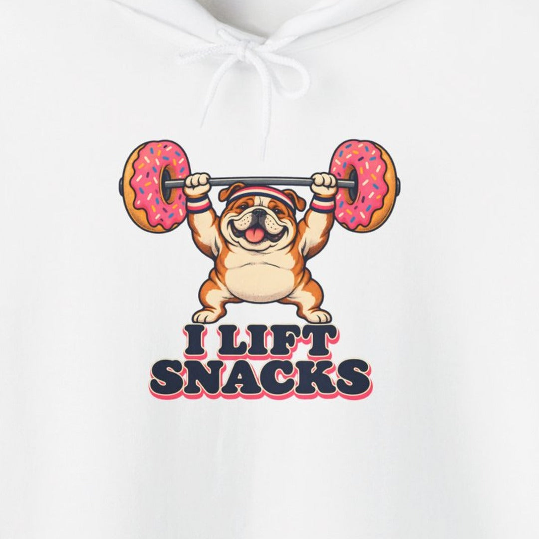 I Lift Snacks Bulldog Hoodie, Funny Gym Bulldog Hoodie lifestyle