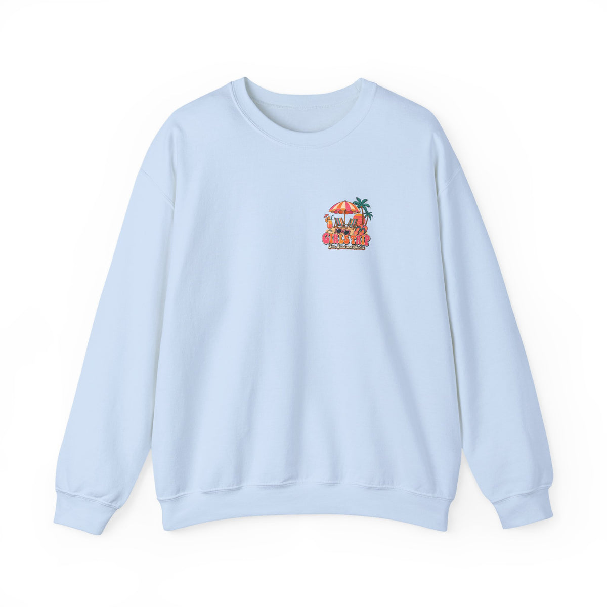 Girls Trip Sun Sand and Besties Sweatshirt, Front and Back Girls Trip Crewneck Sweatshirt
