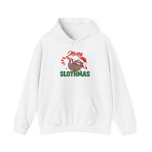 Merry Slothmas Hoodie, Funny Sloth Christmas Hooded Sweatshirt