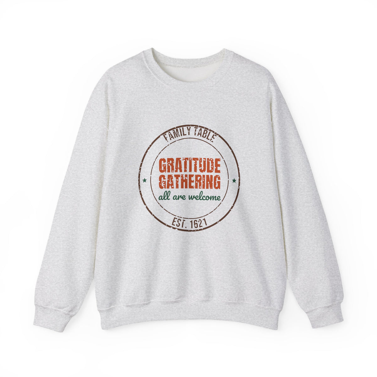 Family Table Gratitude Gathering Est. 1621 Sweatshirt, Vintage Thanksgiving Crewneck Sweatshirt