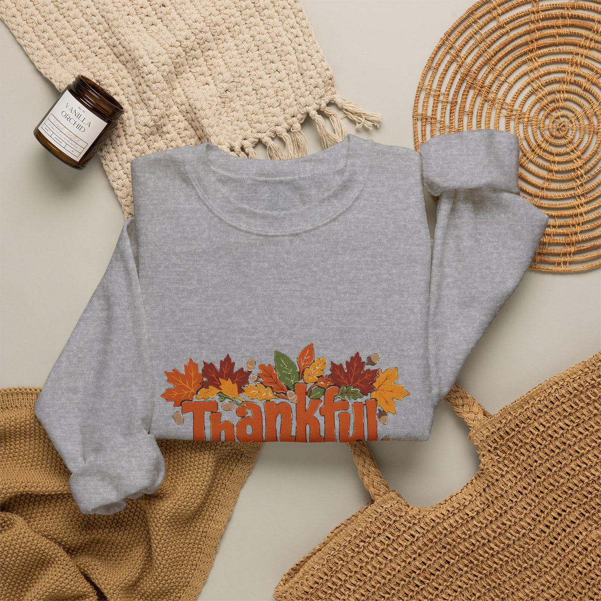 Thankful Grateful Blessed Sweatshirt, Cozy Fall Thanksgiving Crewneck, Autumn Sweater