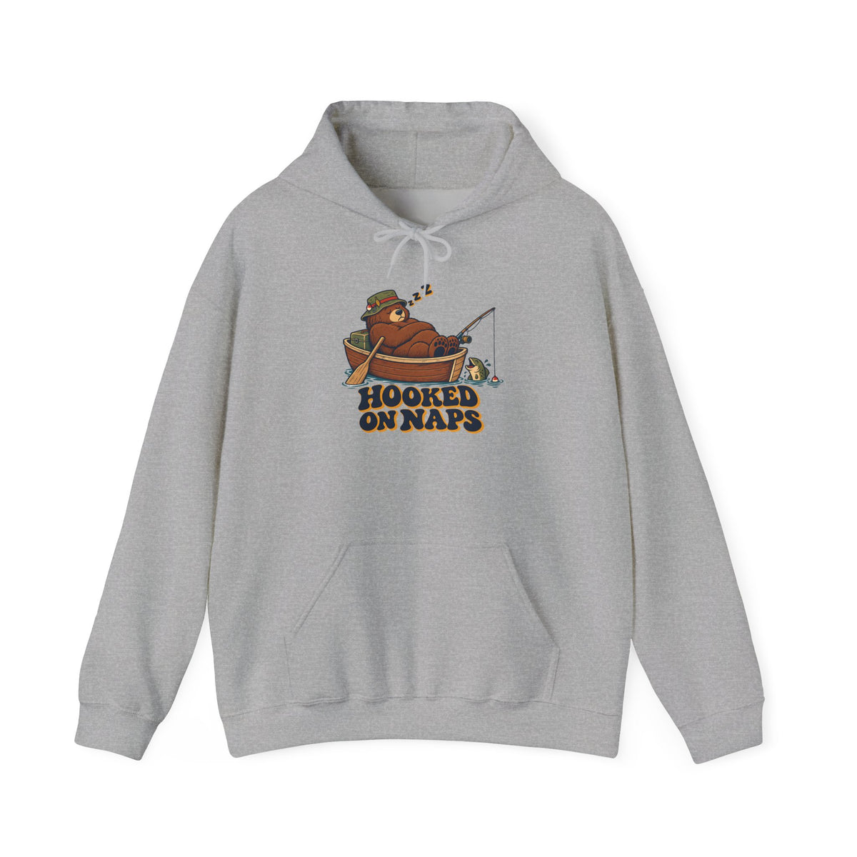 Hooked on Naps Fishing Bear Hoodie, Funny Fishing Hoodie