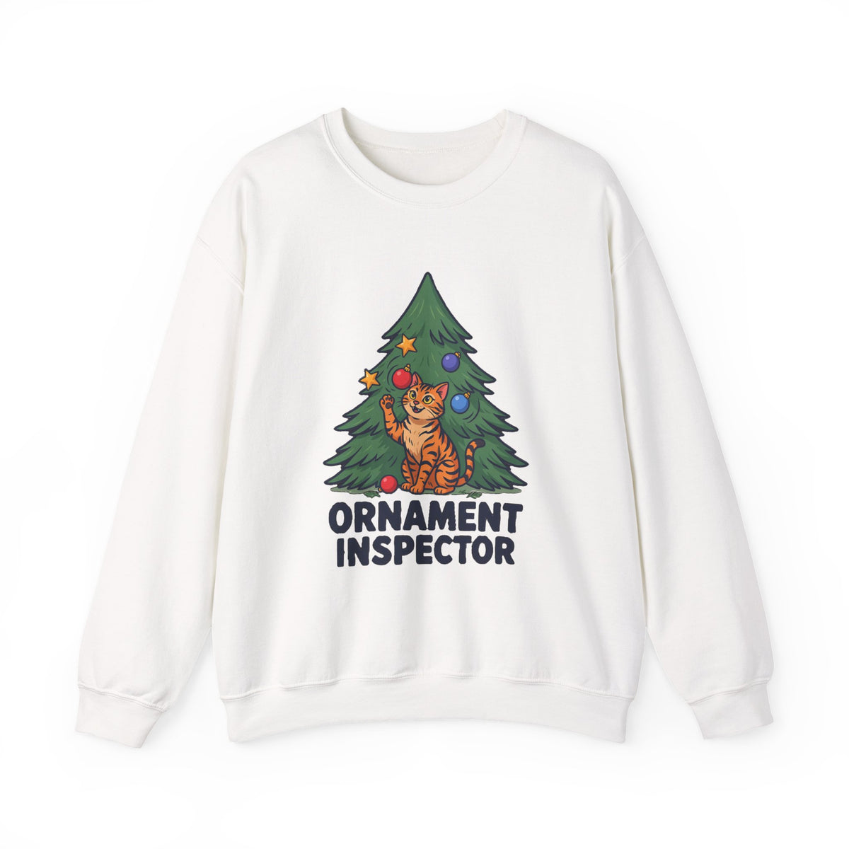 Ornament Inspector Christmas Cat Sweatshirt, Ornament Inspector Cat Crewneck Sweatshirt