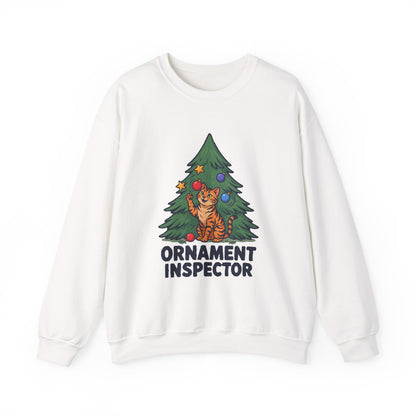 Ornament Inspector Christmas Cat Sweatshirt, Ornament Inspector Cat Crewneck Sweatshirt