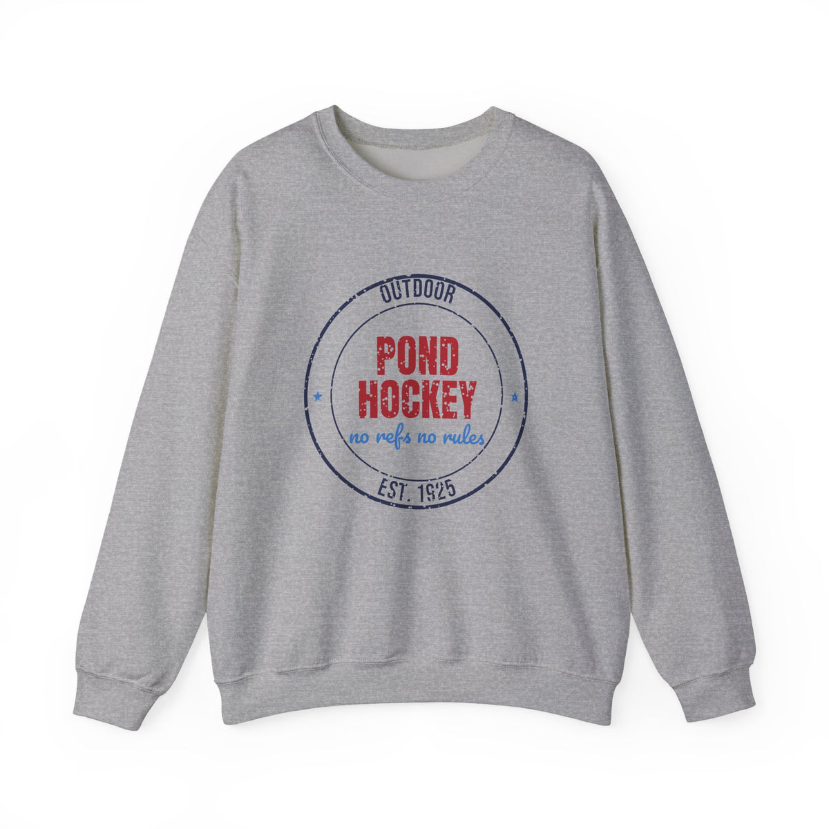 Outdoor Pond Hockey No Refs No Rules Est. 1925 Sweatshirt, Vintage Pond Hockey Crewneck Sweatshirt