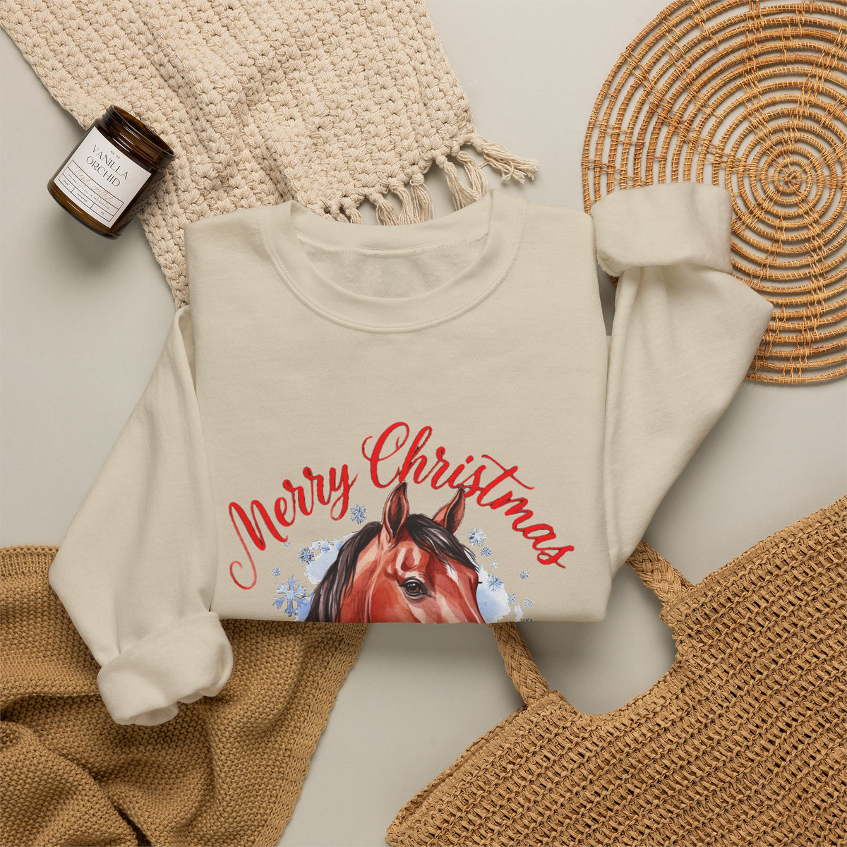 Merry Christmas Horse Girl Sweatshirt, Horse Lover Christmas Crewneck, Equestrian Gift