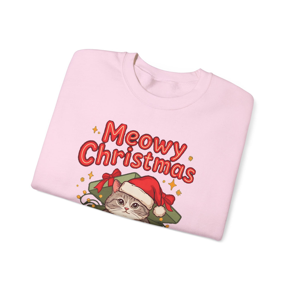 Meowy Christmas Sweatshirt, Cute Cat Christmas Crewneck, Cozy Cat Lover Sweater