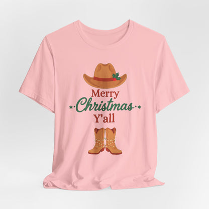 Merry Christmas Y'all Shirt, Western Christmas T-Shirt, Southern Holiday Tee