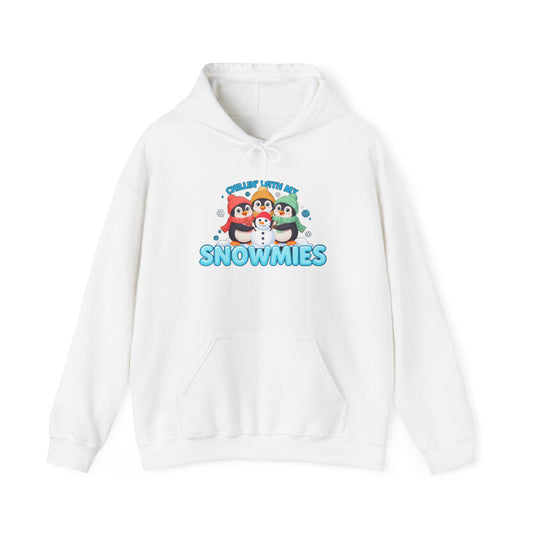 Chillin With My Snowmies Hoodie, Penguin Winter Hooded Sweatshirt