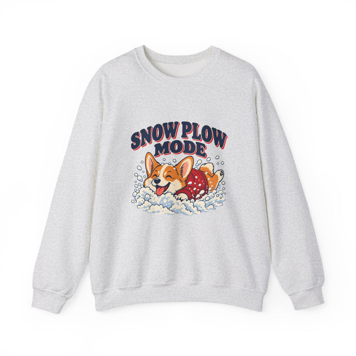 Snow Plow Mode Corgi in the Snow Sweatshirt, Corgi Winter Crewneck Sweatshirt