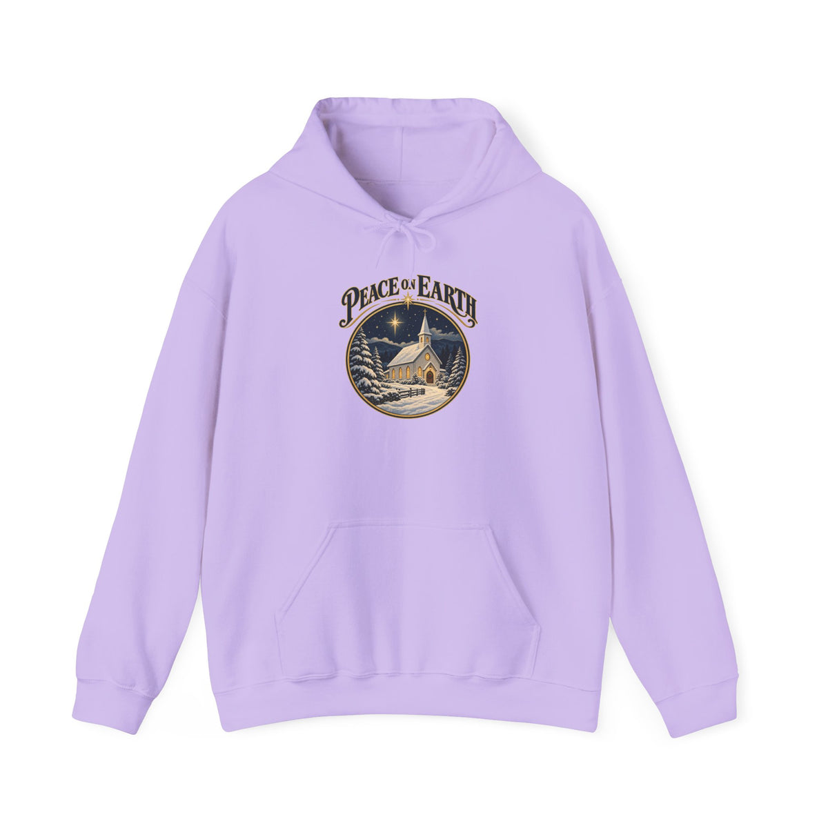 Peace on Earth Snowy Country Church Hoodie, Peace on Earth Christmas Hoodie