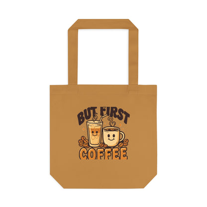 But First Coffee Tote Bag, Retro Coffee Lover Canvas Tote