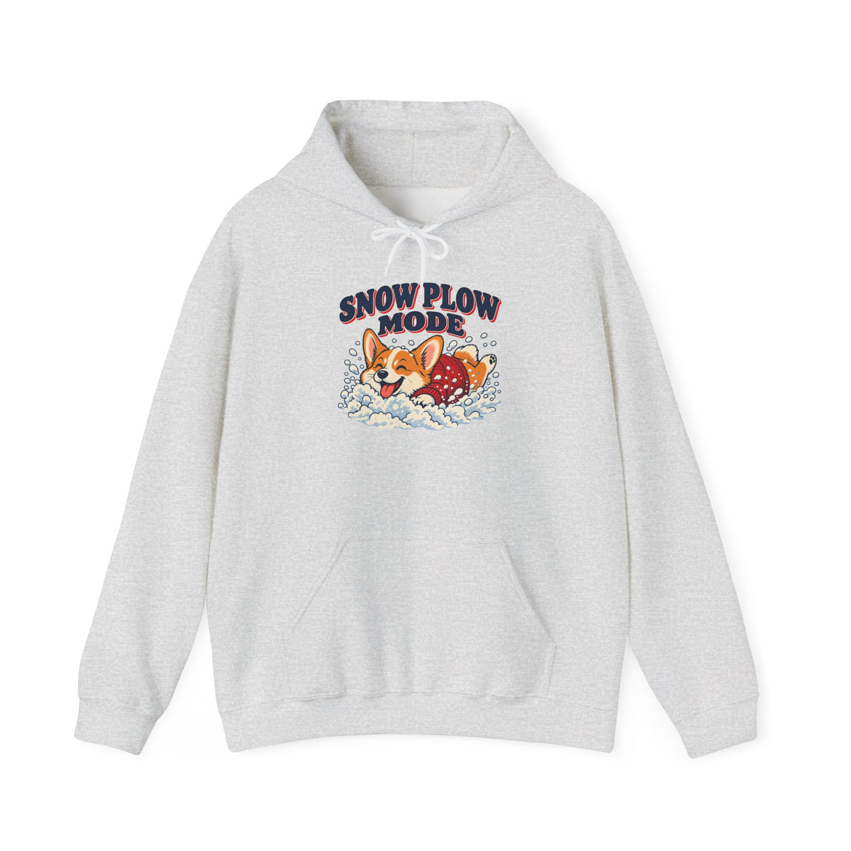 Snow Plow Mode Corgi in the Snow Hoodie, Corgi Winter Hoodie