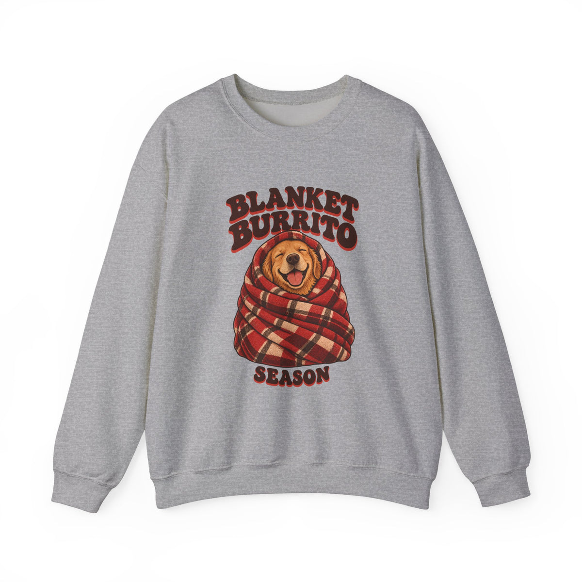 Blanket Burrito Season Golden Retriever Sweatshirt, Cozy Golden Retriever Crewneck Sweatshirt