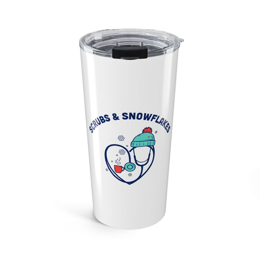 Scrubs and Snowflakes Winter Nurse Tumbler