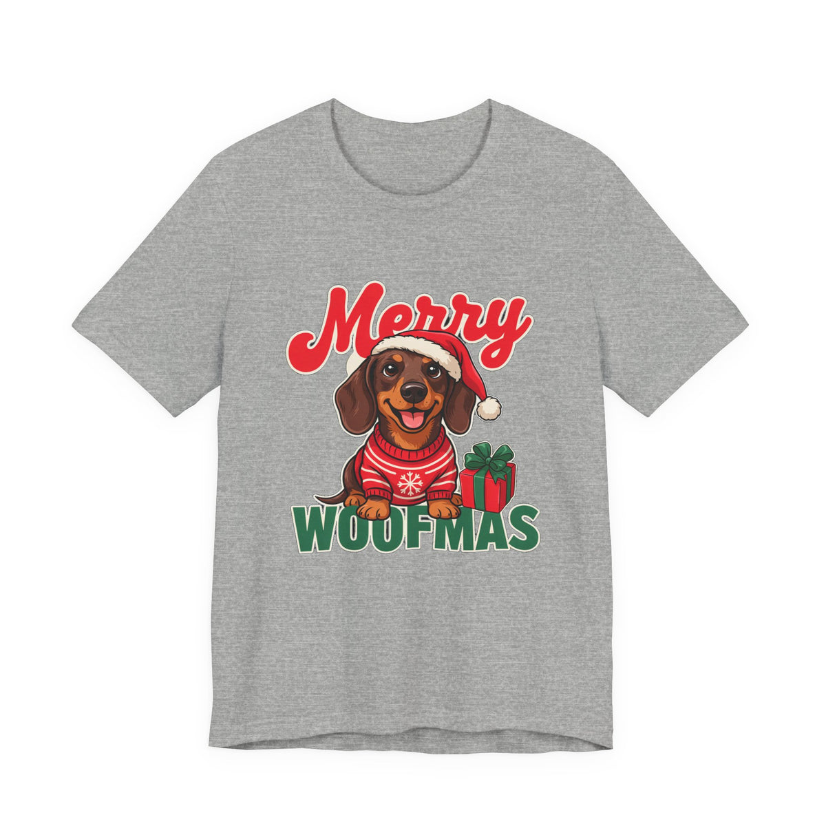 Merry Woofmas Shirt, Dachshund Christmas T-Shirt, Dog Lover Holiday Tee