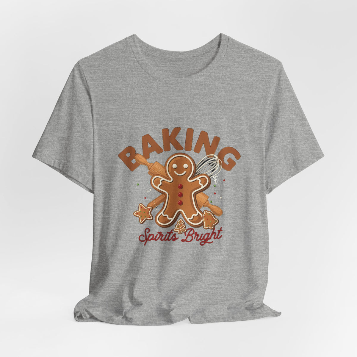 Baking Spirits Bright Shirt, Christmas Baking T-Shirt, Gingerbread Holiday Tee