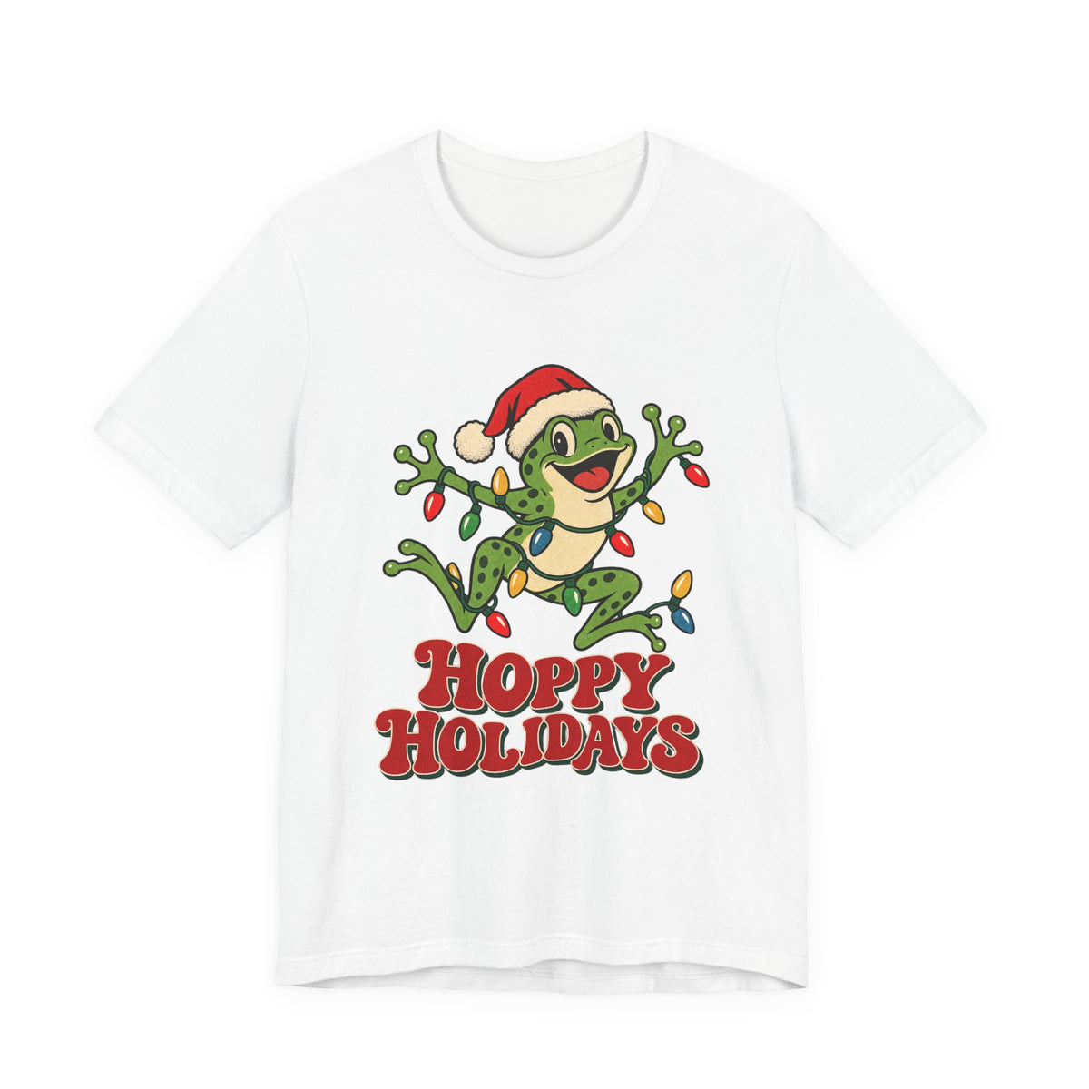 Hoppy Holidays Frog in Christmas Lights Shirt, Frog Christmas T-Shirt, Frog Christmas Gift